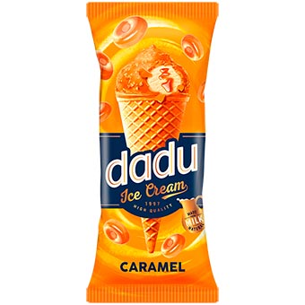 Dadu Caramel Ice Cream with waffle crisps in Waffle Cone 150ml